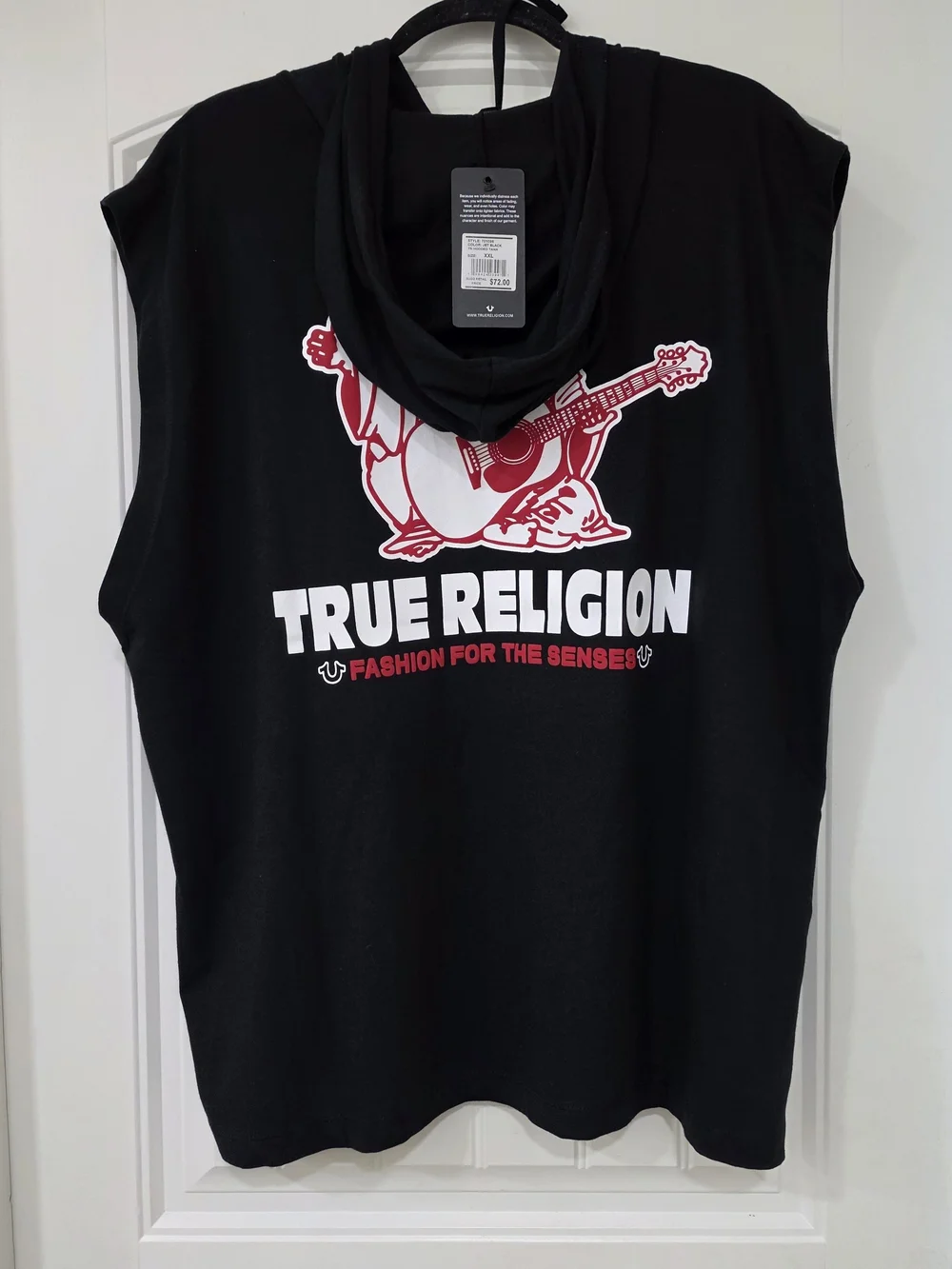 True Religion Men's Black Logo Hoodie Tank